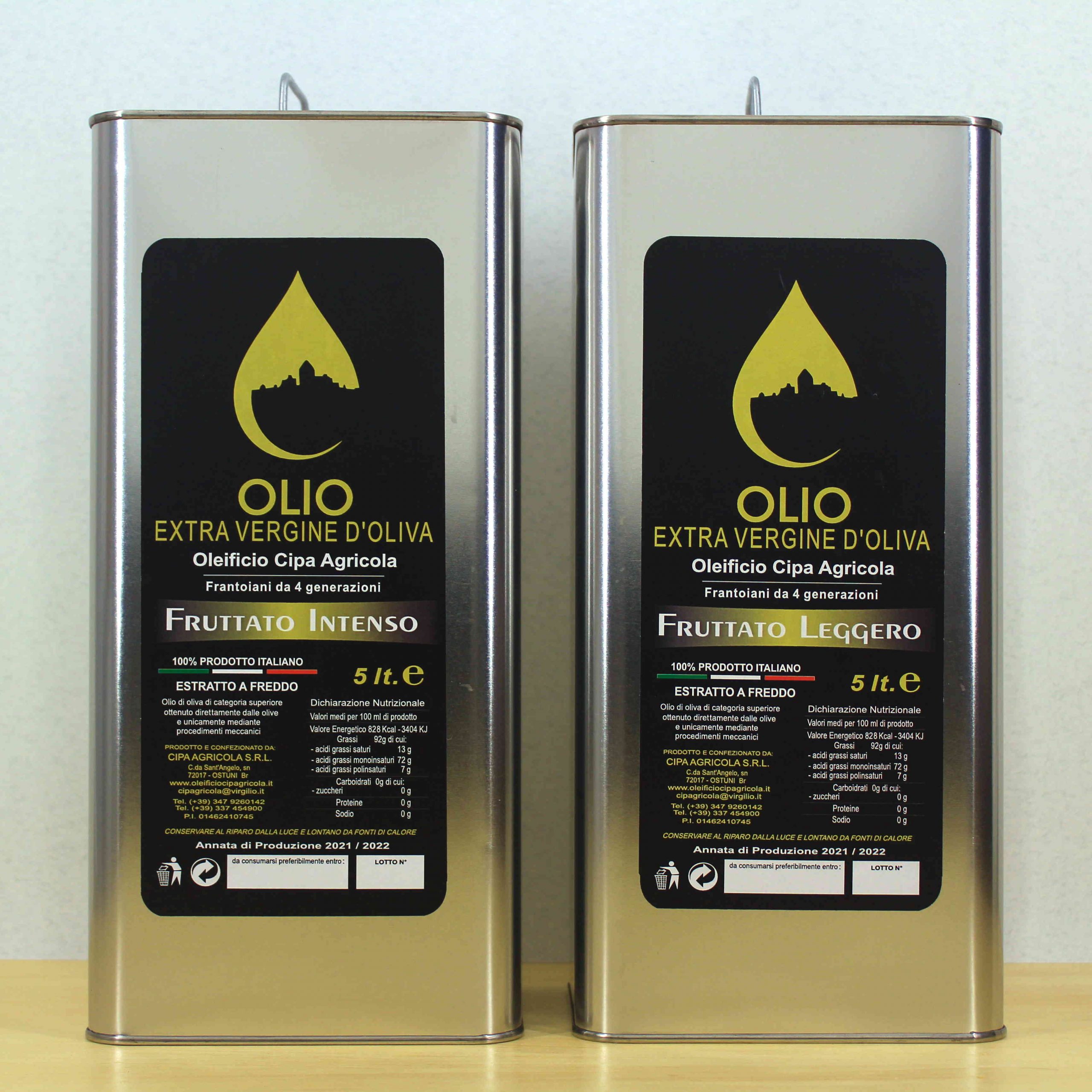 Olio Extravergine di Oliva 2 lattine da 5 L