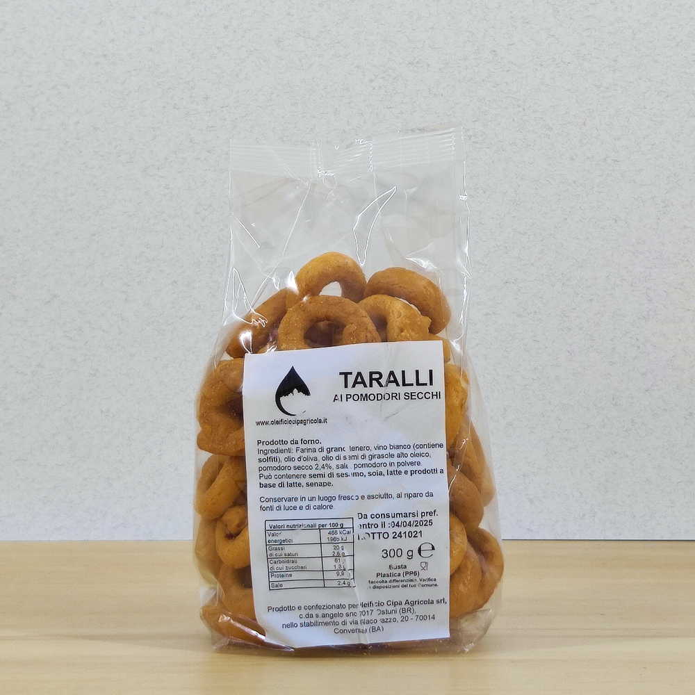 Taralli gusto pomodoro secco - Prodotti da forno - Oleificio Cipa Agricola